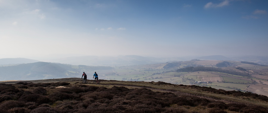 photograph of 2 cyclists on the Long Mynd