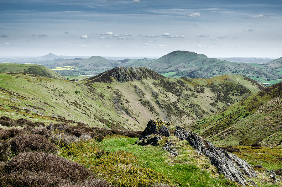 View of Shropshire Hills, looking north-east from the Long Mynd